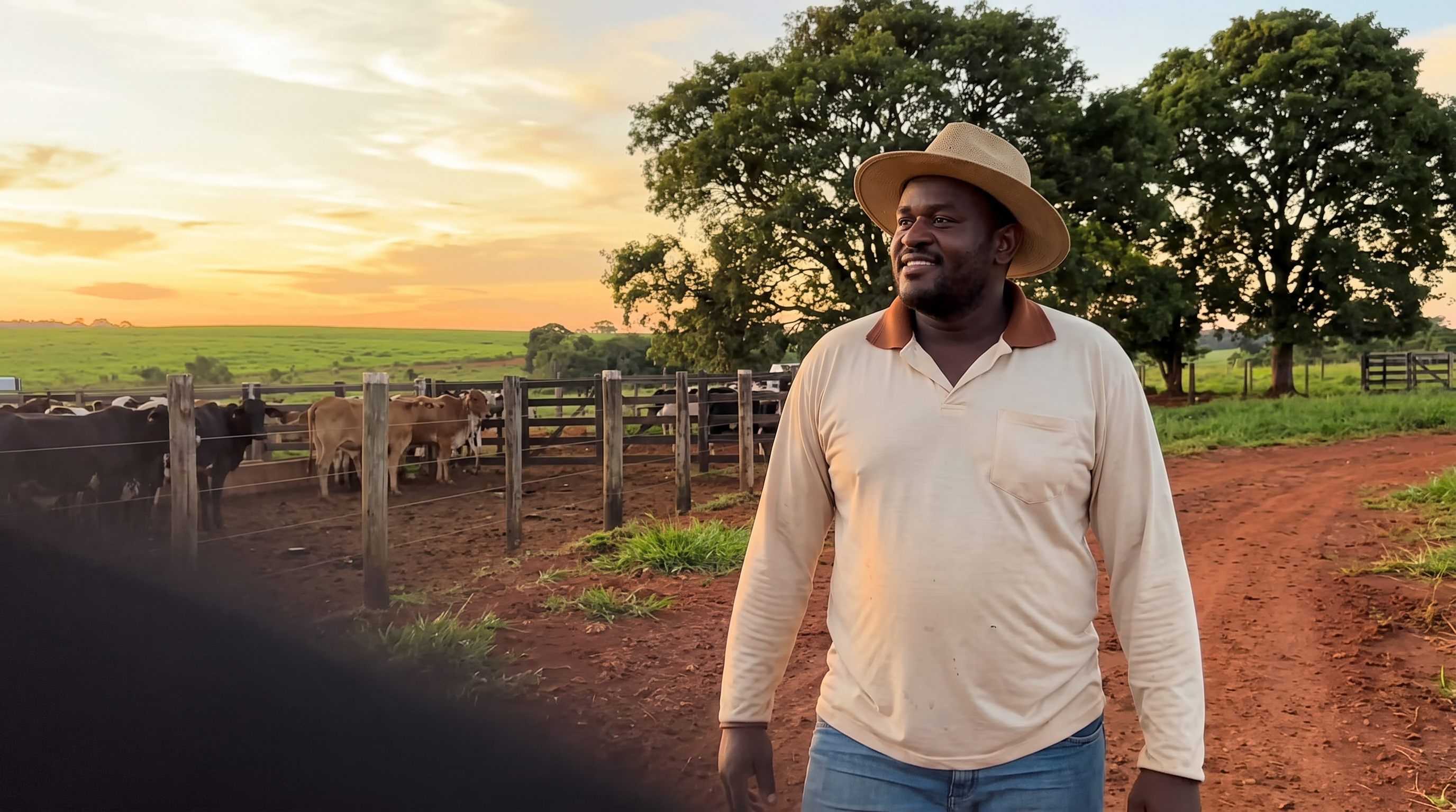 Jorgim Agro Boy no campo ao pôr do sol